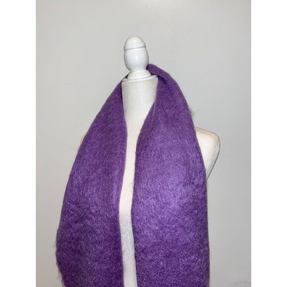 Vintage Glentana Purple Mohair Wool Scarf With Fringe - Picture 3 of 8